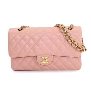 CHANEL Matelasse 25 Chain Shoulder Bag in Pink Caviar Leather with Gold Hardw...